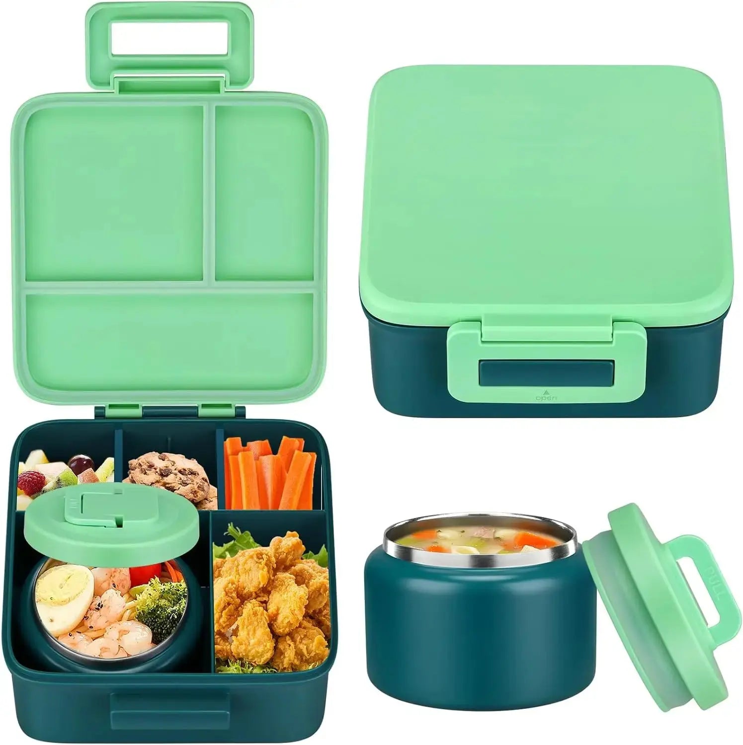 Bento Lunch Box With 8oz Stainless Steel Insulated Vaccum Food Jar NNOS