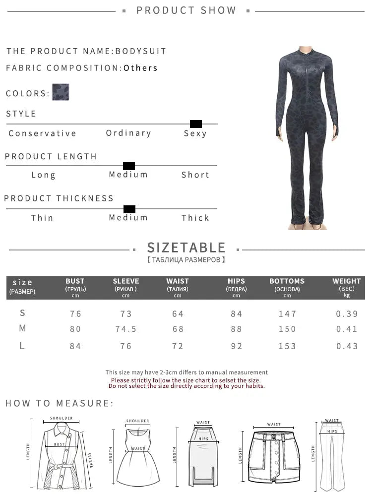 Women's Sexy Fashion Leopard Print Jumpsuit with Zip Cardigan Design Full Sleeve Slim Fit High Waist Ankle-Length Overalls NNOS
