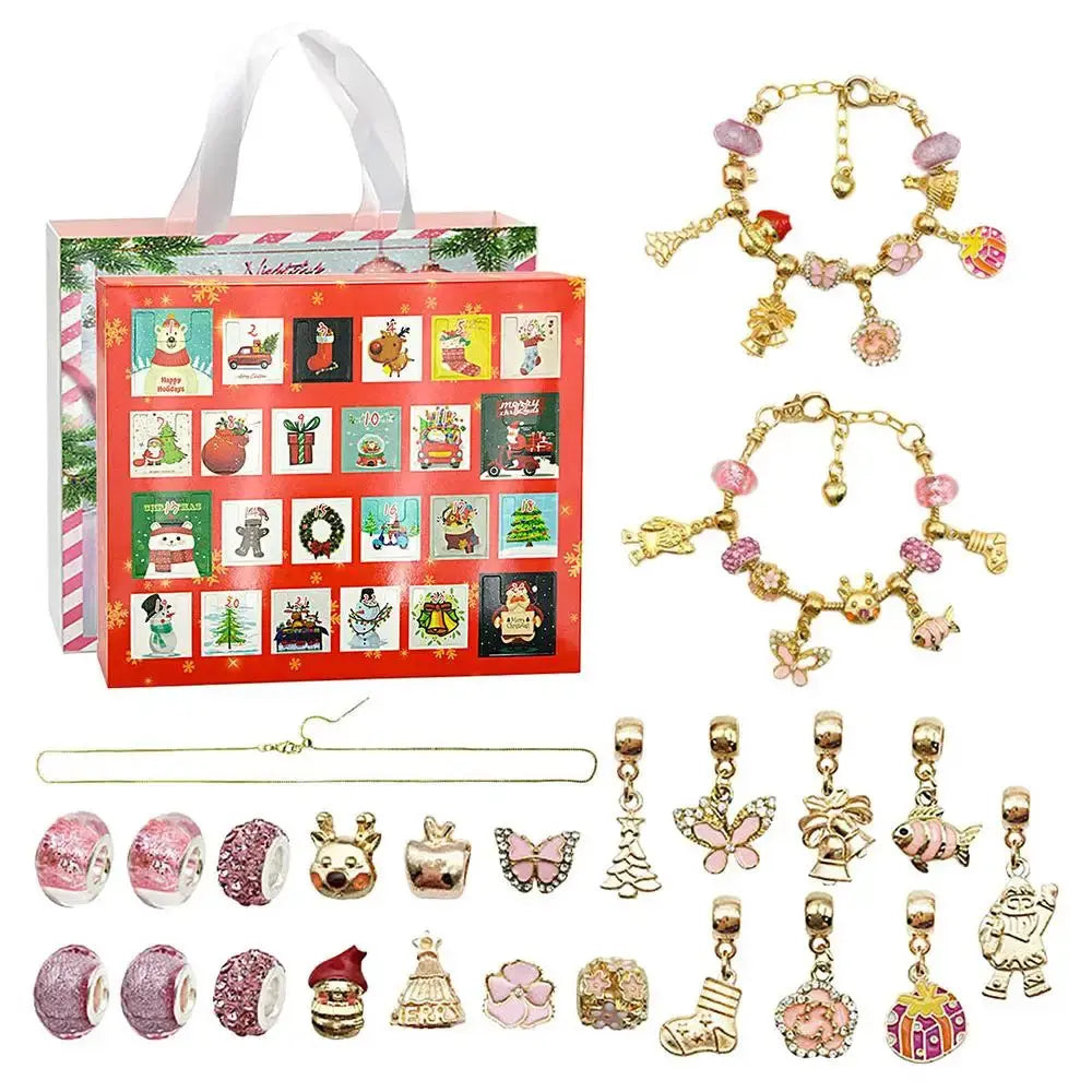 Christmas DIY Bracelet Gift Box Holiday Calendar Earrings Necklace Jewelry Handmade Beaded Set Christmas Countdown Calendar NNOS