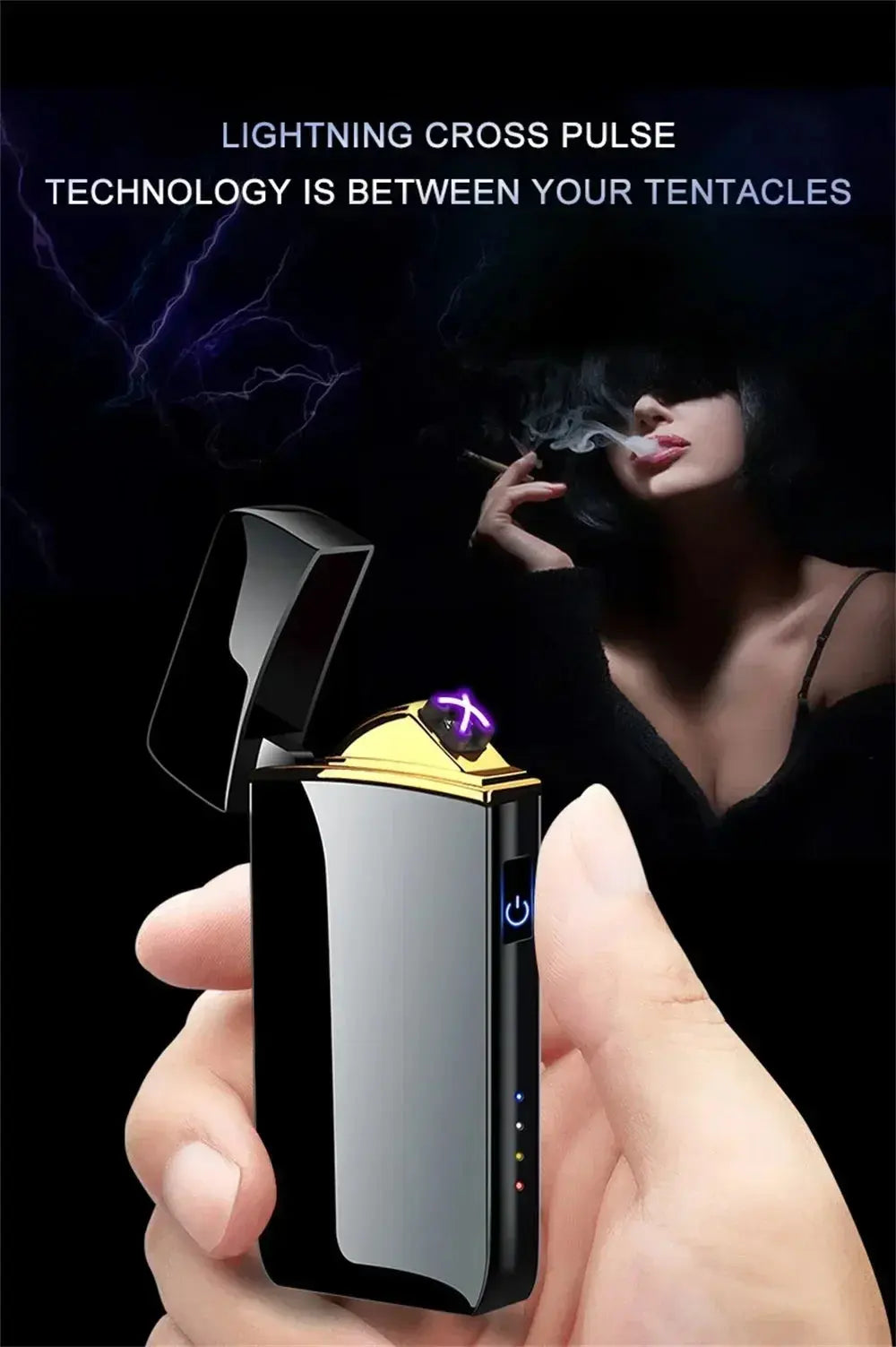 Rechargeable USB Electric Lighter – Windproof Dual Arc Flameless LED NNOS