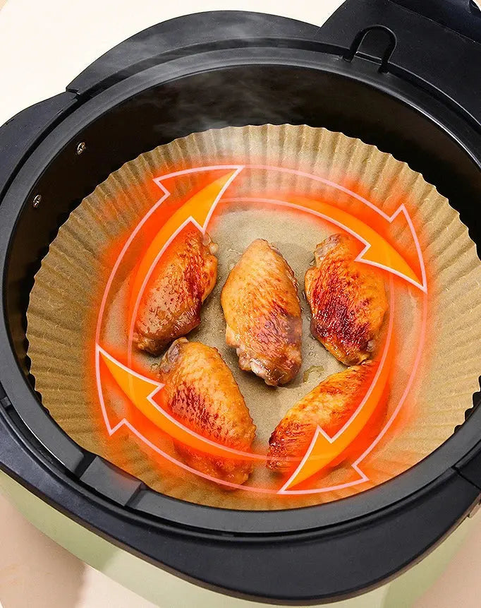 50Pcs Disposable Air Fryer Baking Paper Non-Stick Mat Oil Absorbing Kitchen Oven BBQ Plate Round/Square Fabric for Easy Cooking NNOS