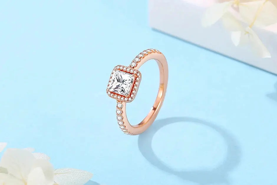 925 Sterling Silver Infinity Heart Ring – Rose Gold Crystal Engagement & Wedding Jewelry for Women NNOS