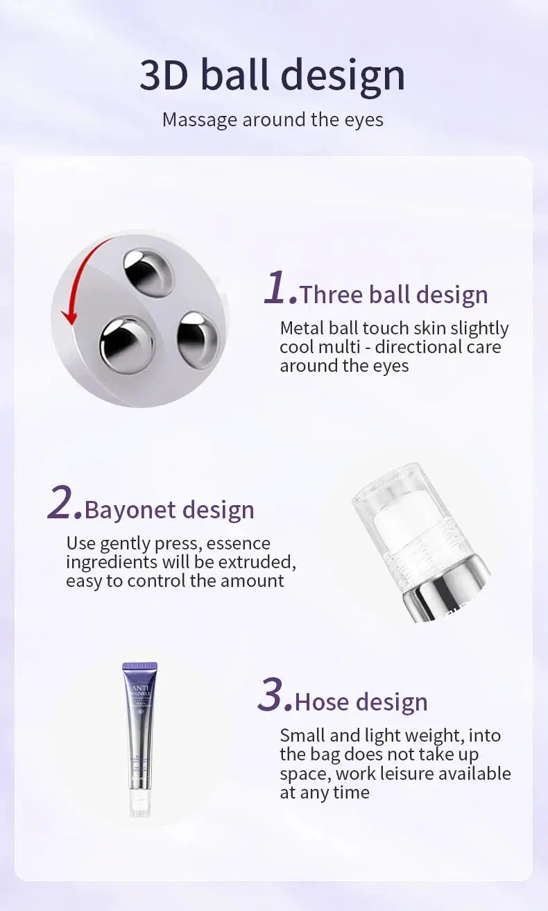 O'CHEAL Anti Wrinkle Anti Dark Circle Eye Cream Roller Massager Moisturizing Eye Bags Anti Aging Hyaluronic Acid Eye Skin Care NNOS
