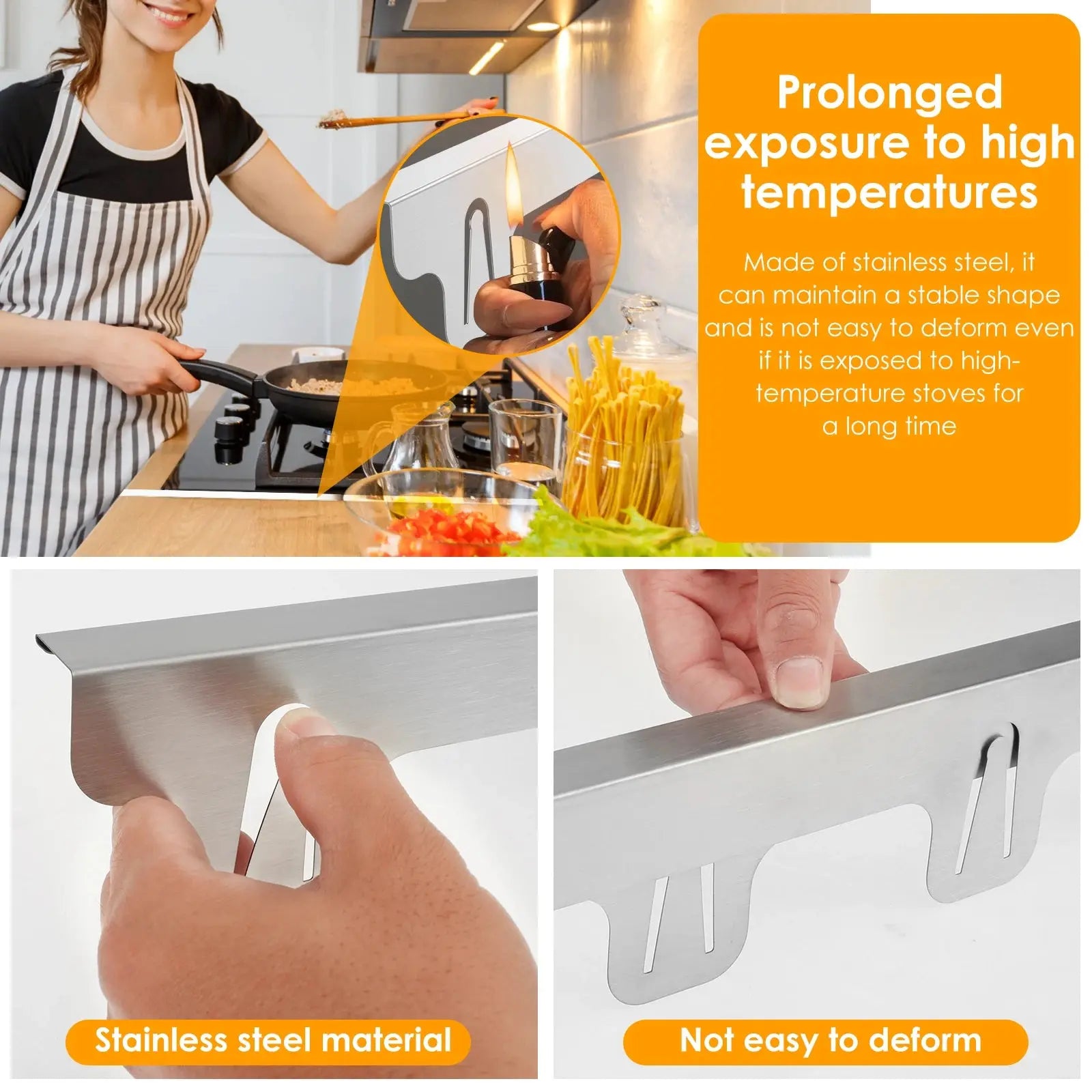 2Pcs Stainless Steel Stove Gap Guards Snug Fit Adjustable Length Stove Side Gap Protectors Heat Resistant Stove Gap Fillers NNOS