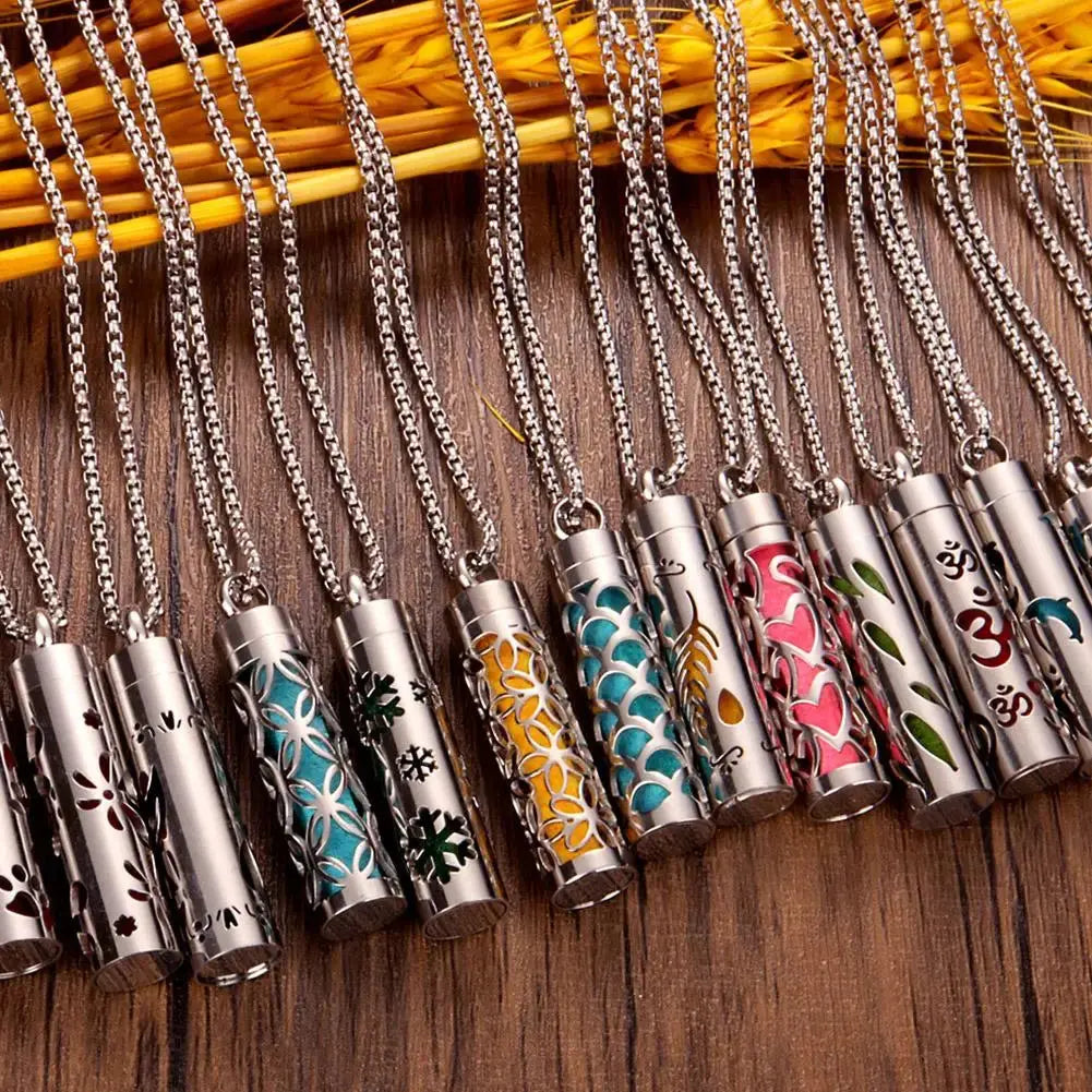 Aromatherapy Jewelry Pendant Flowers Pattern Hollow Out Perfume Lockets Essential Oil Diffuser Necklace NNOS