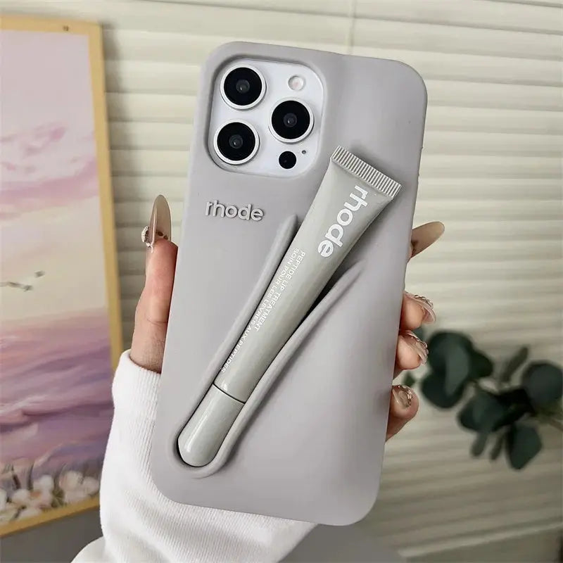✨ RHODE Lip Case Silicone Phone Case – Lipstick Holder + Kickstand All-in-One NNOS