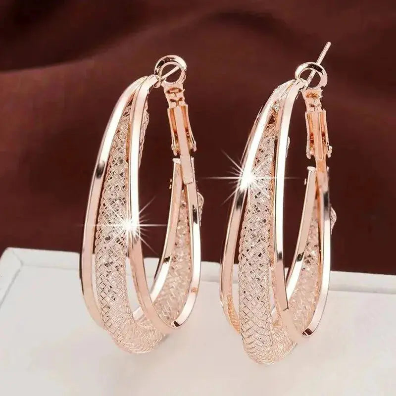 Fashion Needle- Woven Mesh Oval Hoop Earrings for Women NNOS