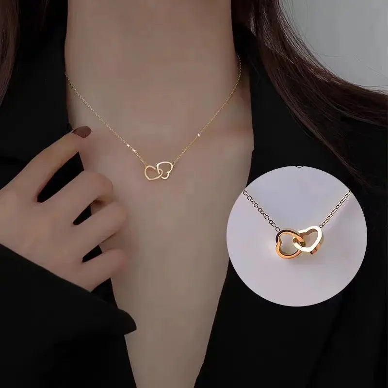 PolishedPlus Custom Names Heart Necklace Rotating Rose Box Pendant Chain Personalized Jewelry NNOS