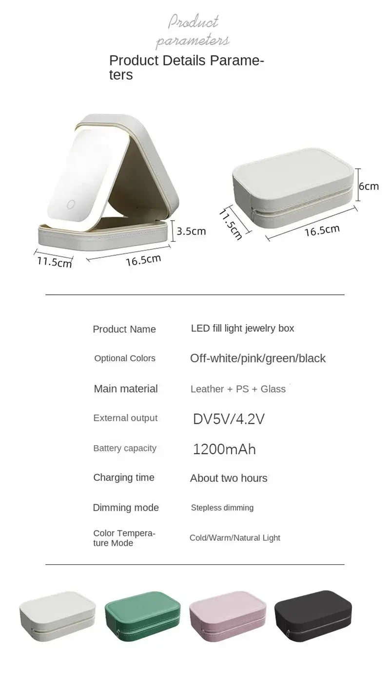 Smart LED Cosmetic Case with Mirror Travel Makeup Bag Small Cute Female Beautician Skincare Product Makeup Case for Women NNOS