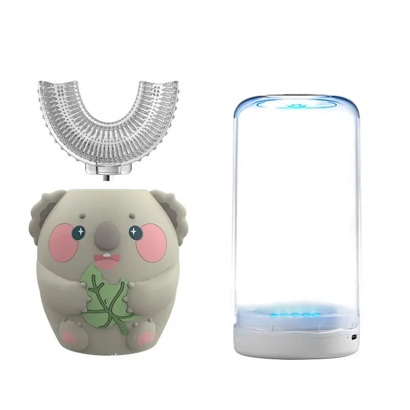 Children's Sonic Electric Toothbrush USB Rechargeable for Kids U-shaped 360Degrees Automatic Silicone Toothbrush Blue Light IPX7 NNOS