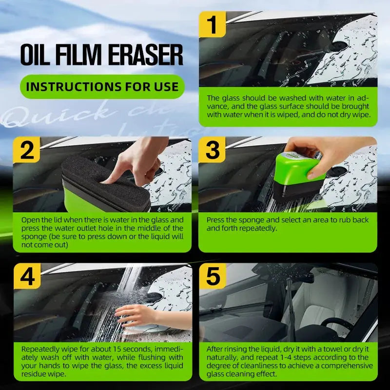 Car Glass Oil Film Cleaner – Anti-Rain, Clear Vision, 1,2,3 Set Universal Wipes NNOS