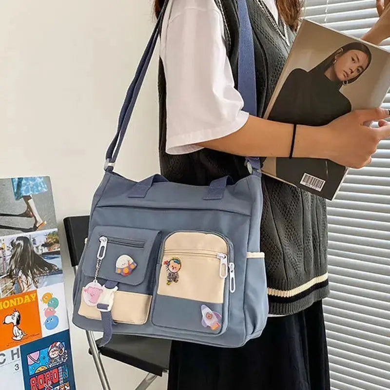 Waterproof Nylon Canvas Shoulder Bag – Stylish Japanese-Inspired Crossbody Satchel for Women, Girls & Students NNOS