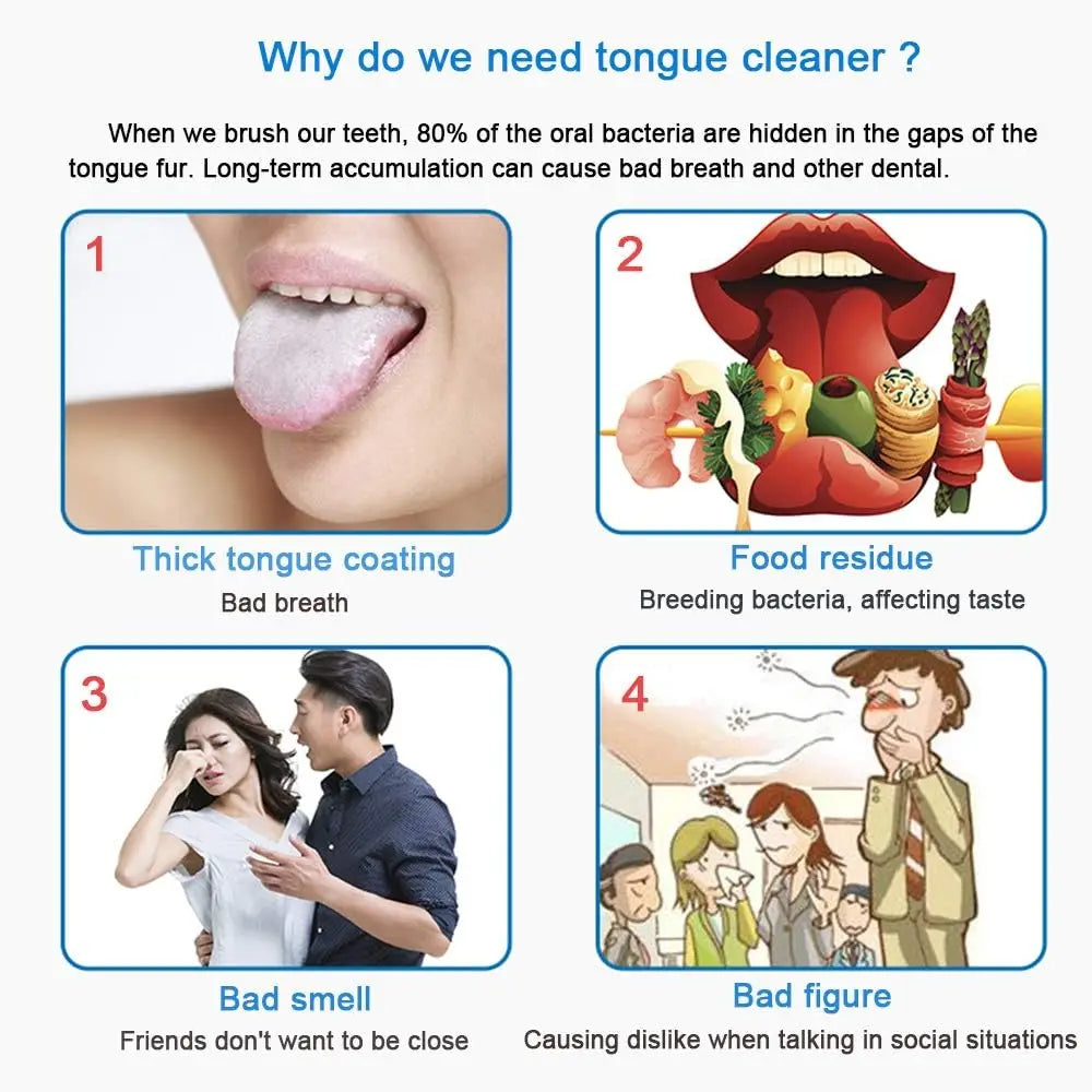 Tongue Scraper for Adult Kids, 2 Pack Stainless Steel Tongue Scraper for Oral Care, Reduce Bad Breath, with Metal Storage Box NNOS
