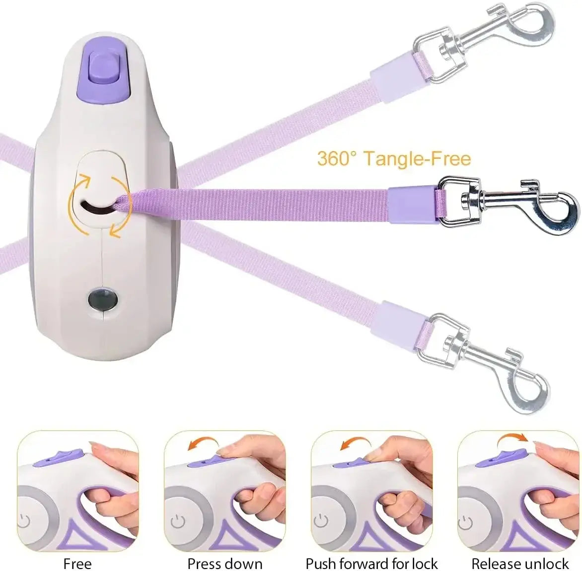 Durable Nylon Dog Leash with Automatic Retraction and Flashlight LED Glowing for Night Walking Outdoor Use NNOS