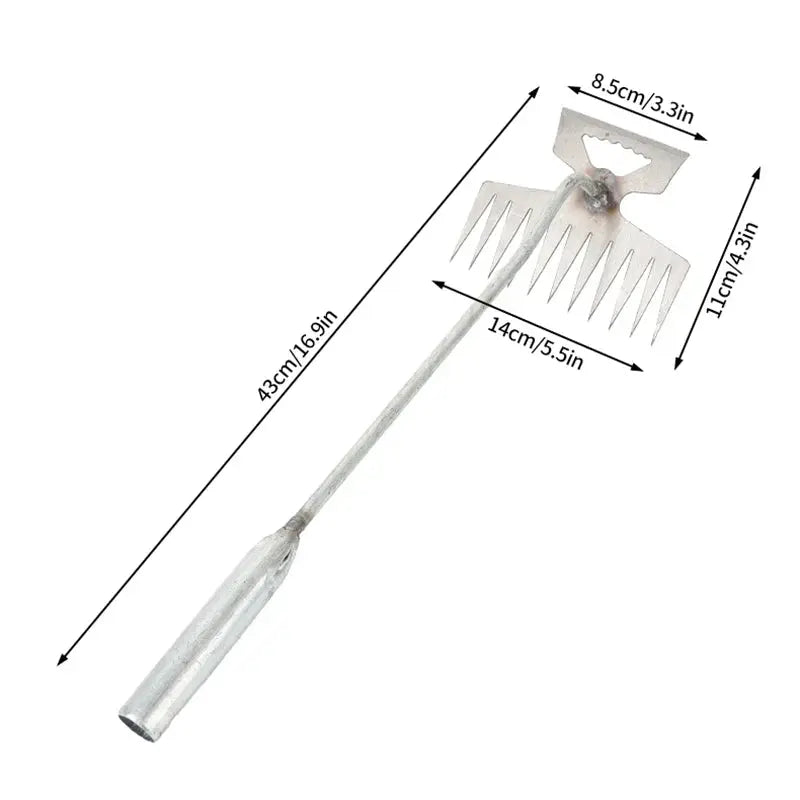 🌿 2-in-1 Garden Weeder & Rake – Crescent Hoe with 4/5/6/11 Teeth | Summer Gardening Essential NNOS