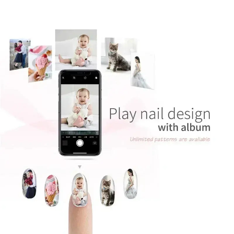 Smart Nail Printer Portable 3D Mobile Nail Painting Machine 2400 DPI Printing Resolution WiFi/DIY Support for Home Beauty Salon NNOS