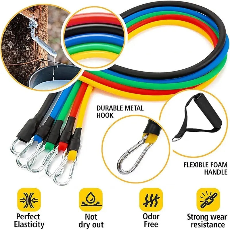 11pcs/Set Pull Rope, Resistance Bands, Portable Fitness Equipment, Ankle Strap, Chest Expander, Elastic Exercise Band NNOS