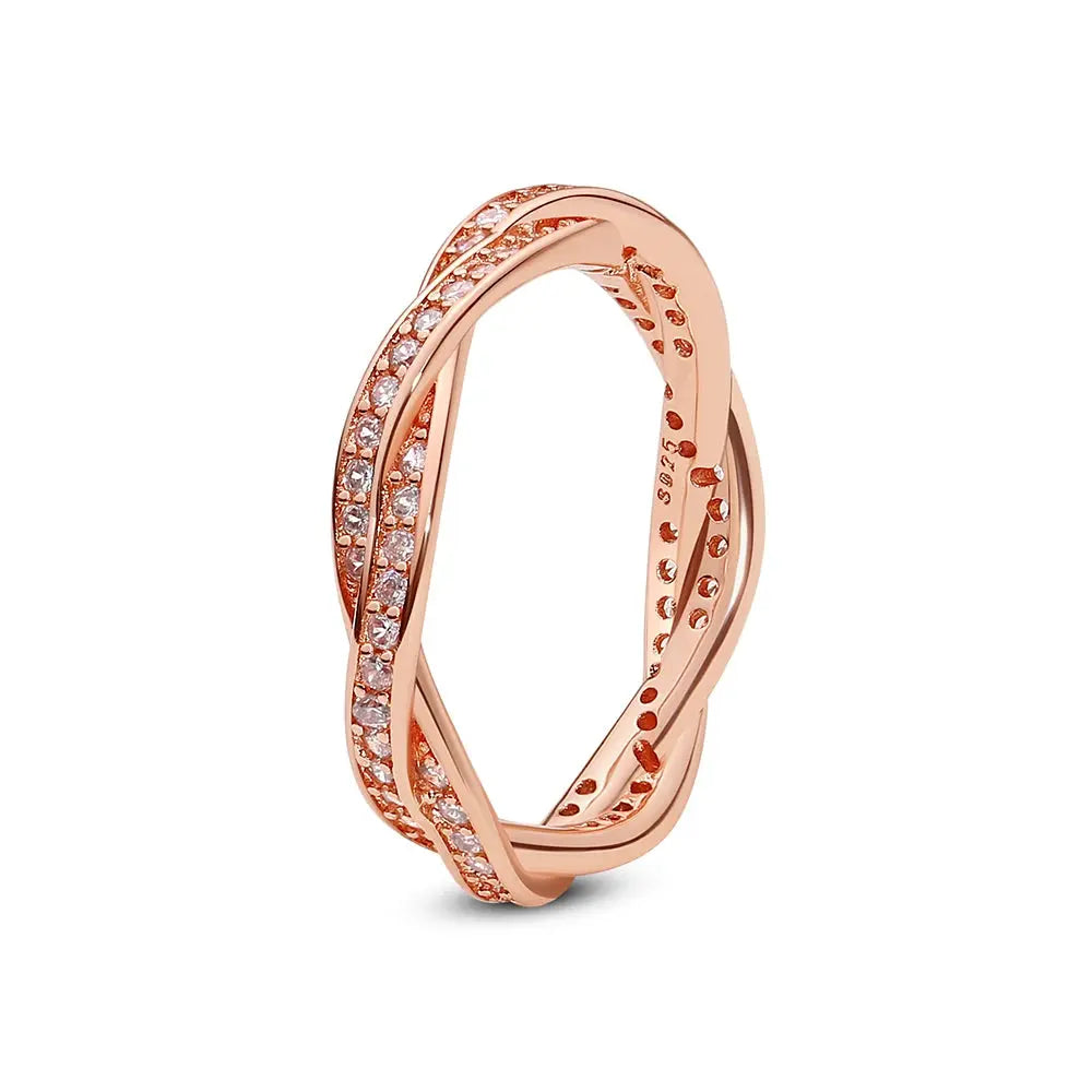 925 Sterling Silver Infinity Heart Ring – Rose Gold Crystal Engagement & Wedding Jewelry for Women NNOS