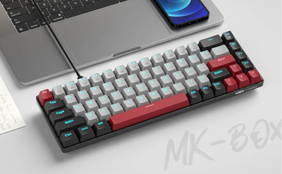 MageGee Portable 60% Mechanical Gaming Keyboard, MK-Box LED Backlit Compact 68 Keys Mini Wired Office Keyboard with Red Switch f NNOS