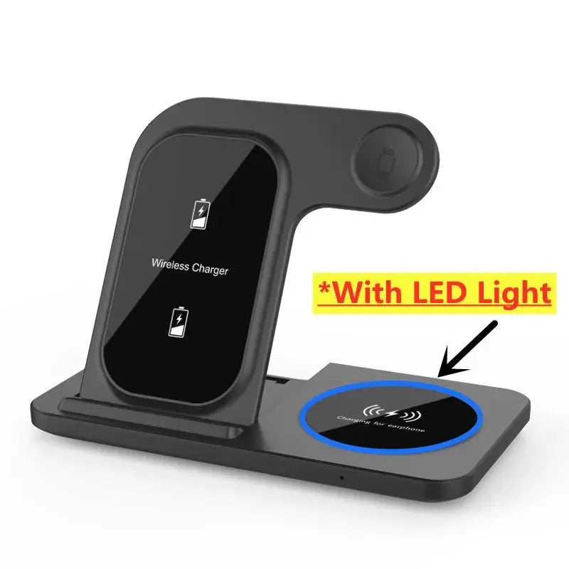 3 in 1 Wireless Charger Stand Pad For iPhone 15 14 13 12 X Max Foldable Fast Charging Station Dock For IWatch 8 7 SE AirPods Pro NNOS
