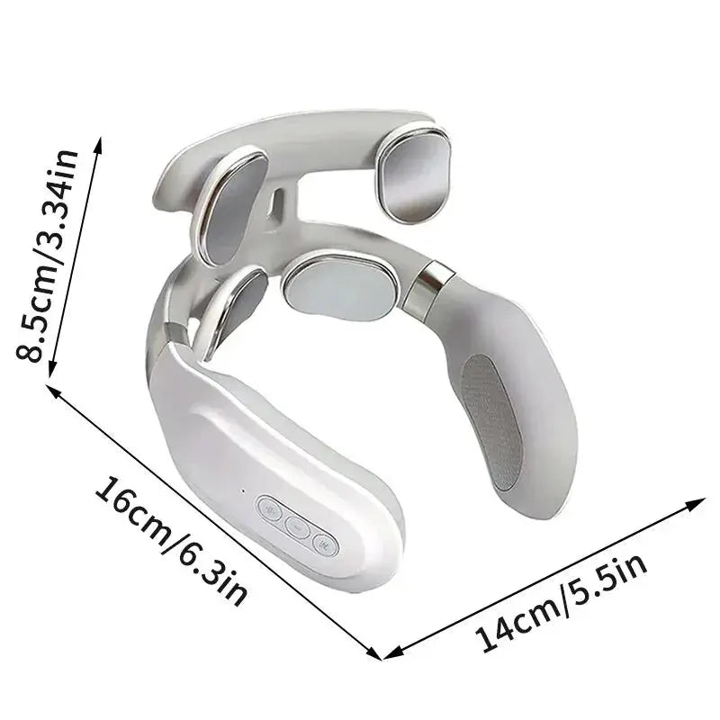 Neck Massage Machine with 4 Heads Breathing Light Vibration Hot Compress Cervical Spine Protection for Relaxation NNOS