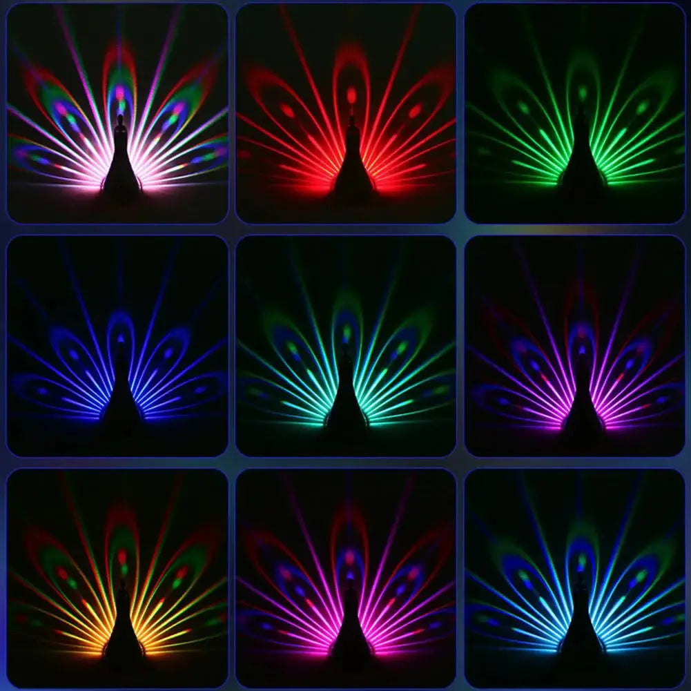 Peacock Projector Lamp Remote Control Night Light Bedside Colorful Atmosphere Light Creative Wall-mounted 9 modes NNOS