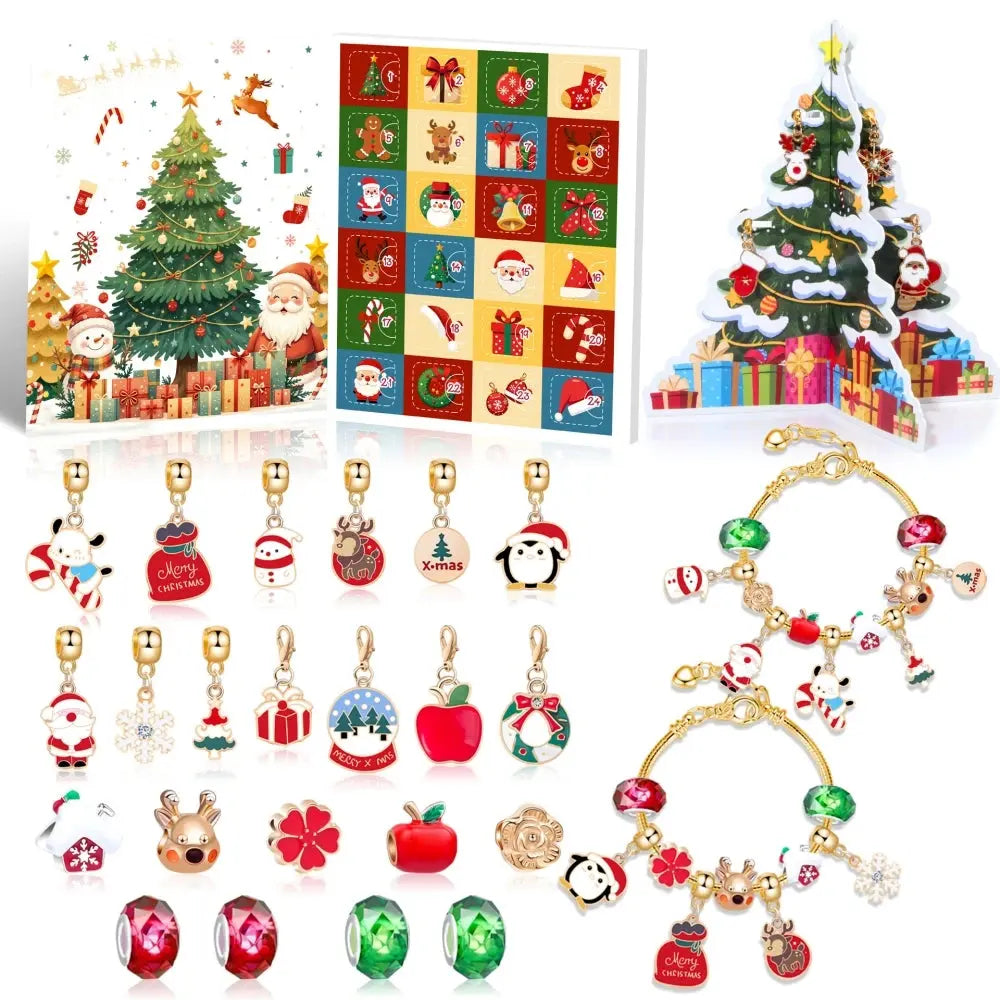 1 Set of Cute Christmas Countdown DIY Bracelet Set ， Christmas New Year Birthday Party Wedding Spring Festival Gifts Gift Filler NNOS