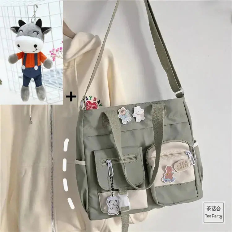 Waterproof Nylon Canvas Shoulder Bag – Stylish Japanese-Inspired Crossbody Satchel for Women, Girls & Students NNOS