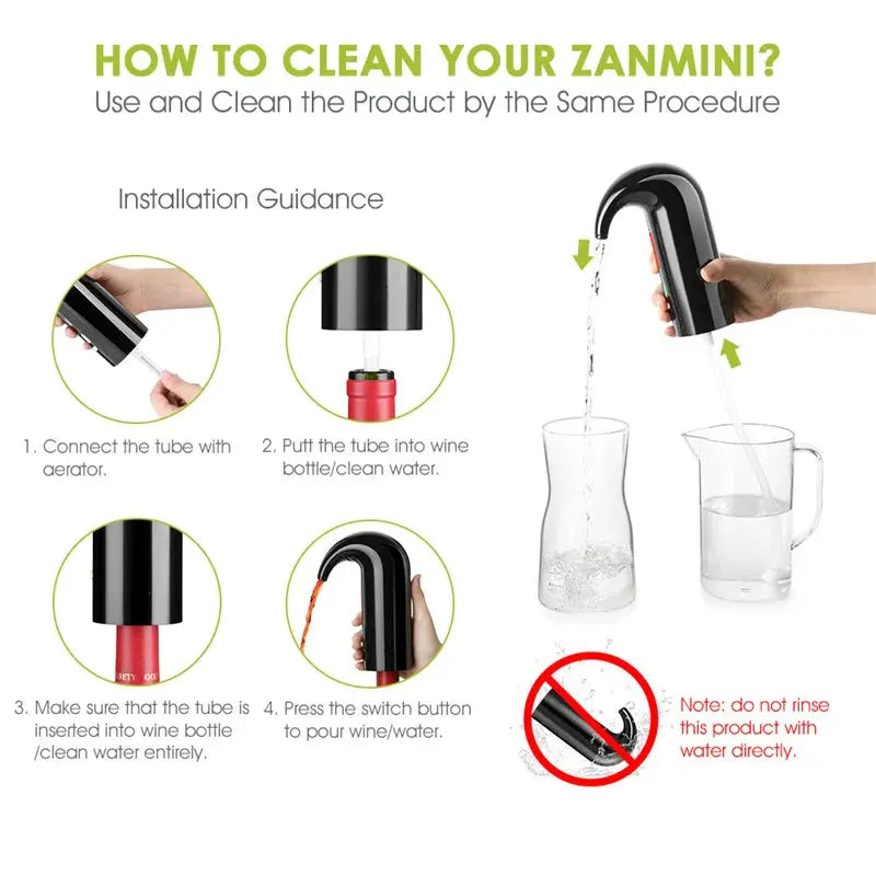One-Touch Electric Wine Aerator & Dispenser – USB Rechargeable Instant Wine Pourer & Decanter NNOS