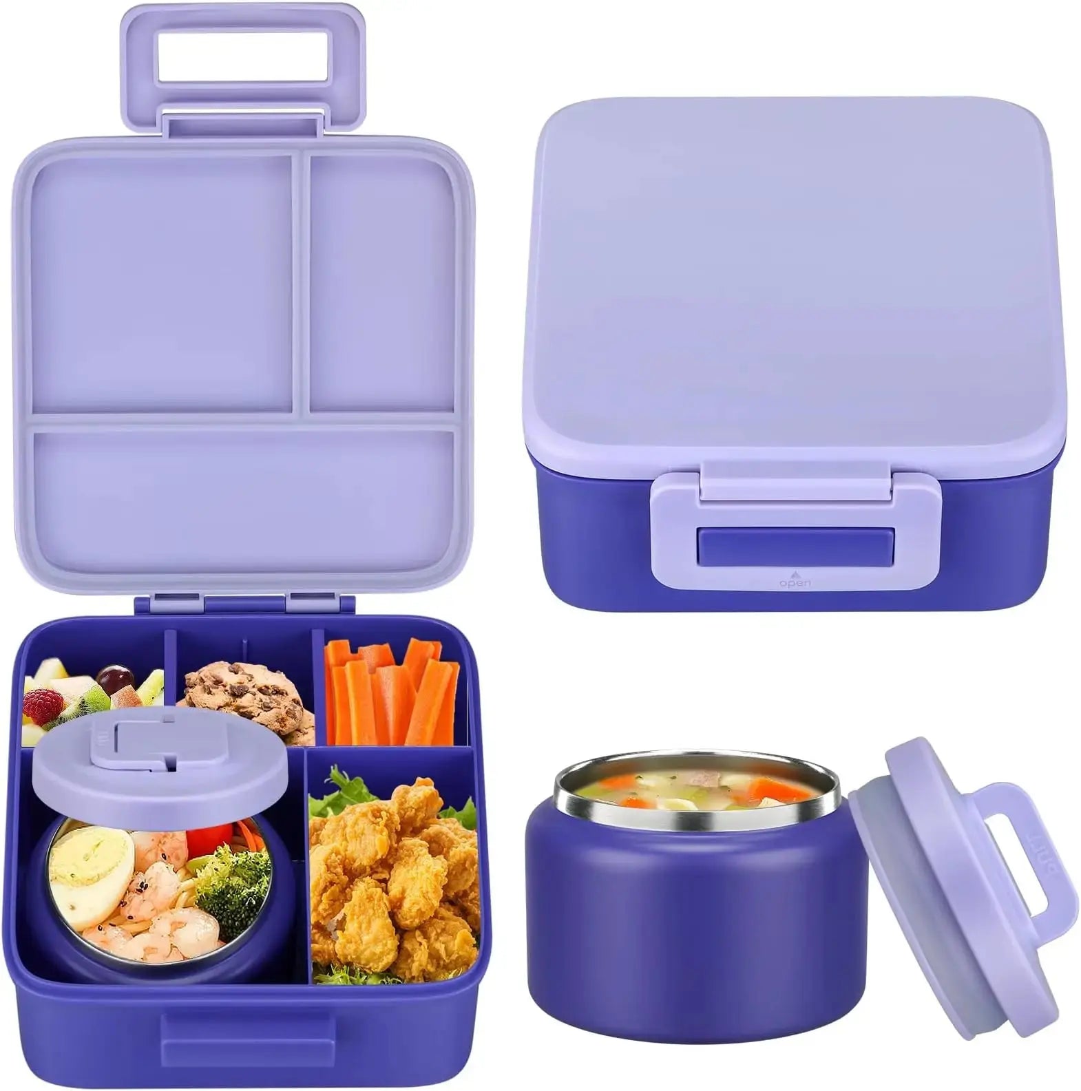 Bento Lunch Box With 8oz Stainless Steel Insulated Vaccum Food Jar NNOS