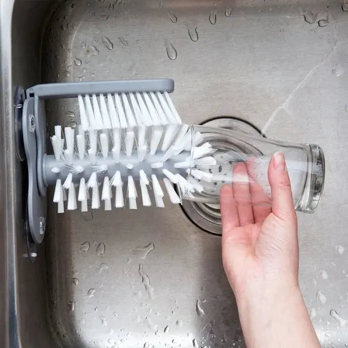 Professional Sink Suction Glass Cleaner with Brush and Stand for Effective Cleaning of Bottles and Mugs