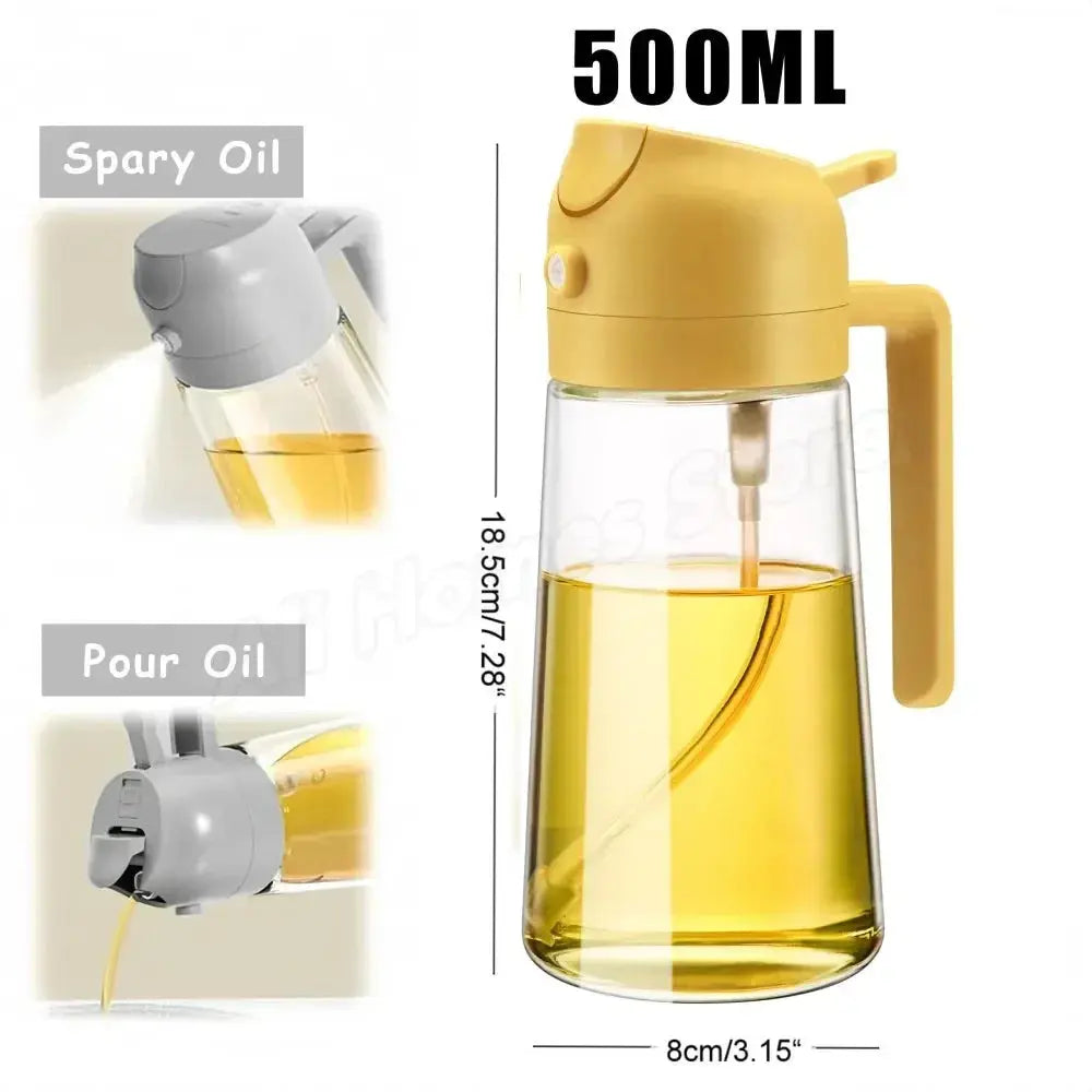 1-2PCS 2in1 Olive Oil Dispenser Bottle 500ml Plastic Oil Sprayer Cooking Oil Spray Tank BBQ Baking Picnic Kitchen Tools for Home NNOS