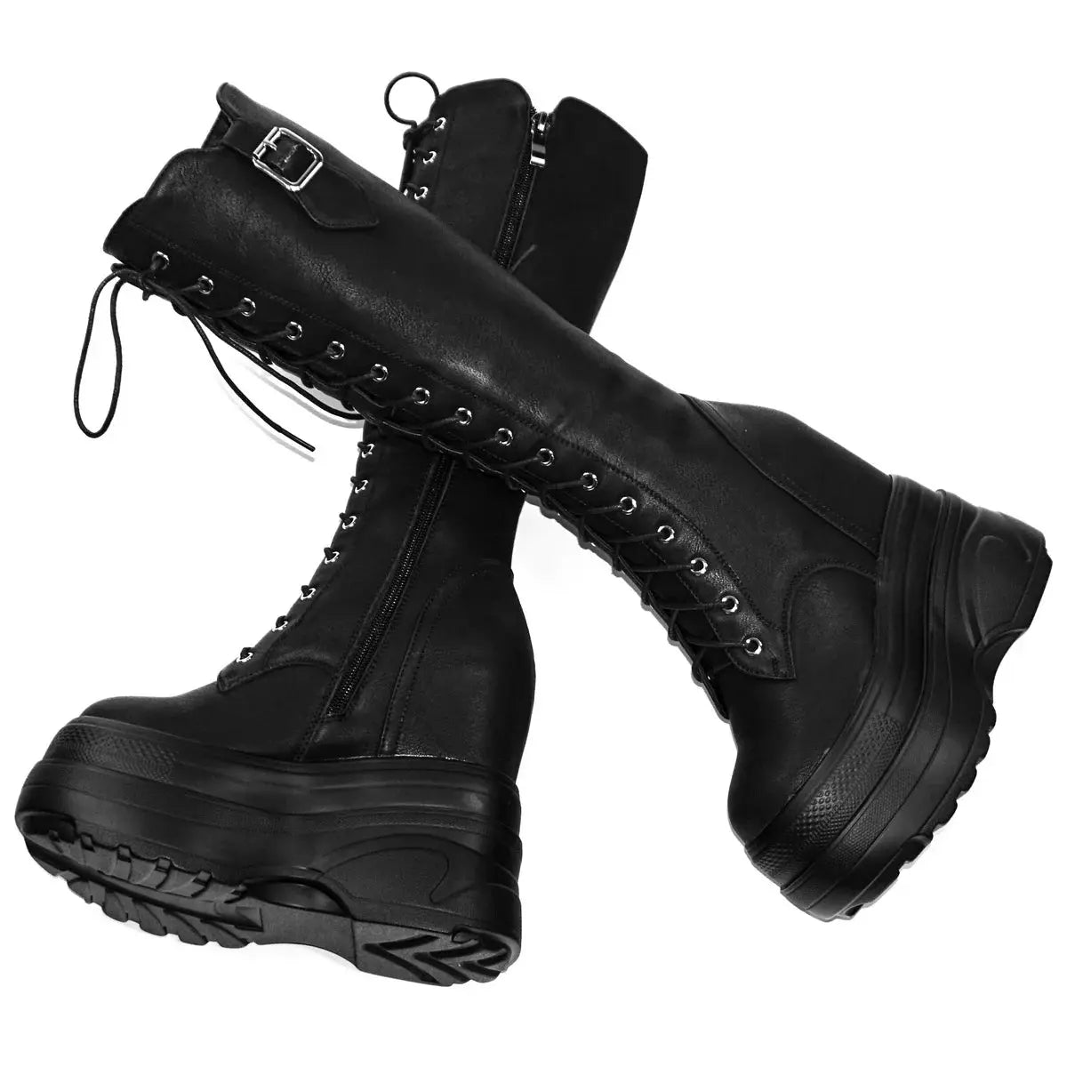 16cm High Heel Pumps Plus Size 43 44 45 46 47 Shoes Women Cow Leather Wedges Vulcanized Shoes Female Round Toe Fashion Sneakers NNOS