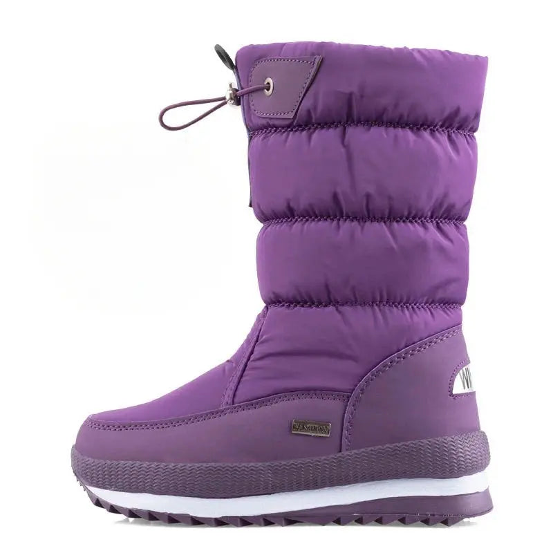Winter thick women's snow boots Warm Plush Mid-calf Boots Non slip Waterproof  Platform Snow Boot Casual Female White shoes NNOS