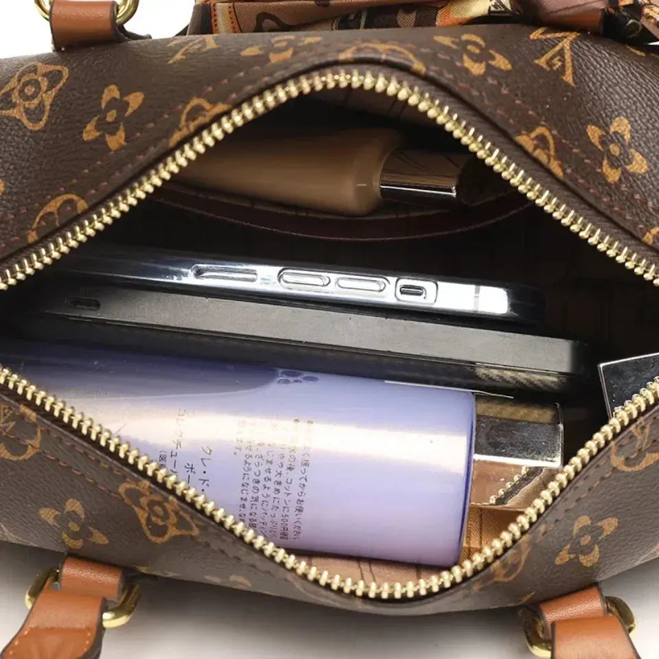 Luxury Crossbody Bag for Women New Fashion Retro Printed Handbag of High Quality PU Leather Boston Shoulder Tote NNOS
