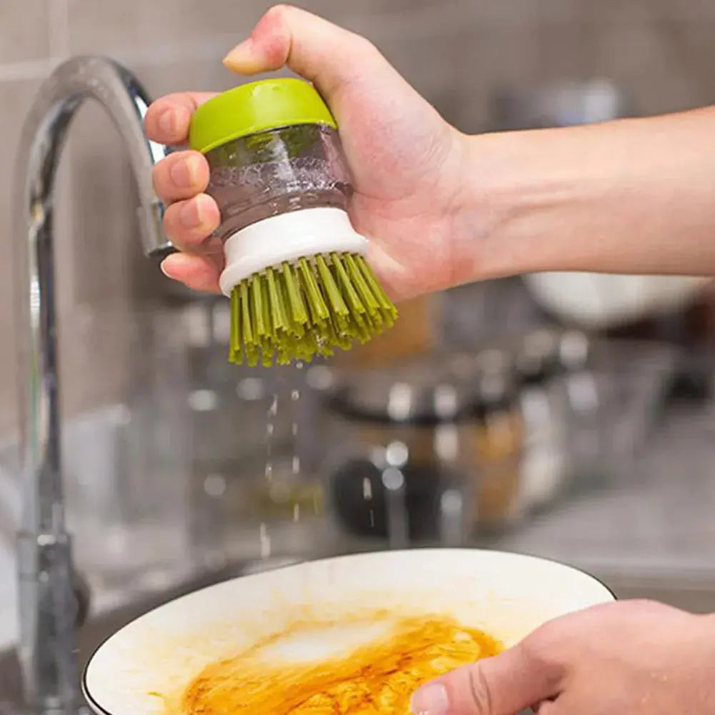 Multifunctional Kitchen Scrub Brush with Soap Dispenser Eco-Friendly Press Cleaning Brush for Durable Home Cleaning NNOS