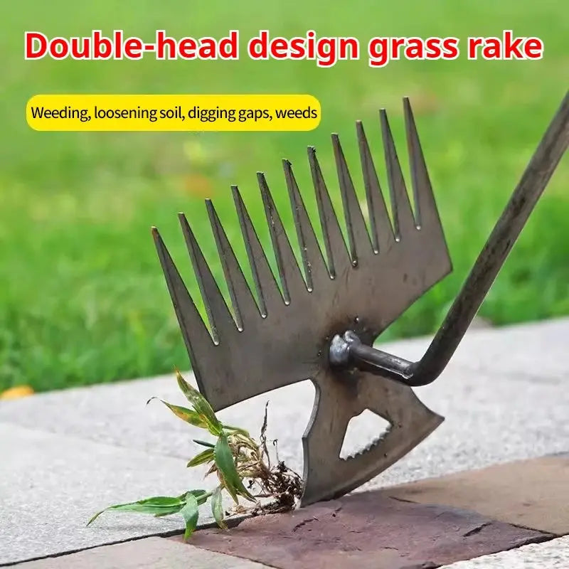 🌿 2-in-1 Garden Weeder & Rake – Crescent Hoe with 4/5/6/11 Teeth | Summer Gardening Essential NNOS