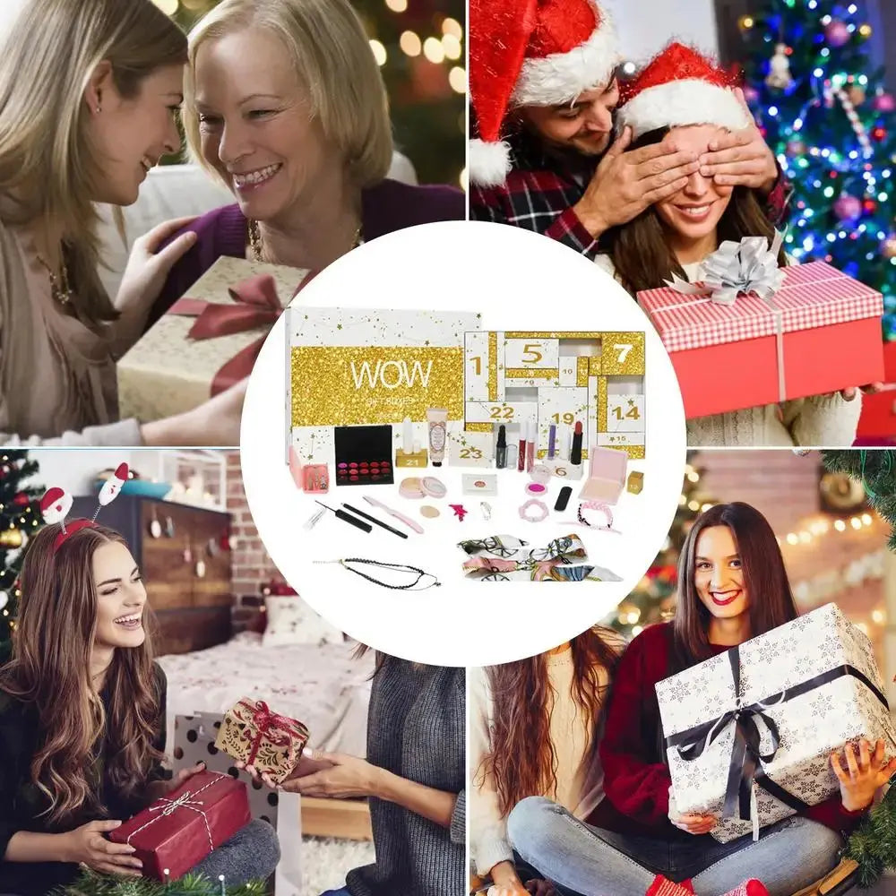 24 Days Beauty Advent Calendar Makeup Set 24pcs Christmas Countdown Calendar Make up Calendar Lipstick Eye Shadow Cosmetic NNOS
