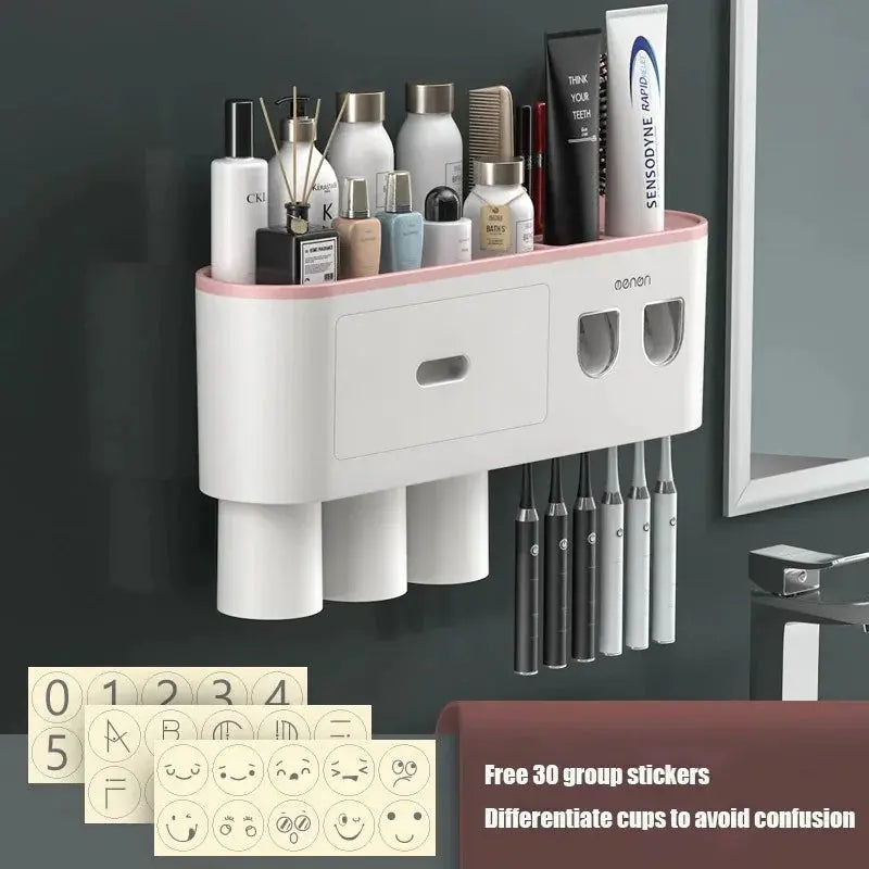 1Pcs Wash Set  Automatic Toothpaste Squeezer Cups Gargle Cup  Punch-free Toothbrush Cup Holder Storage Rack Bathroom Products Ho NNOS