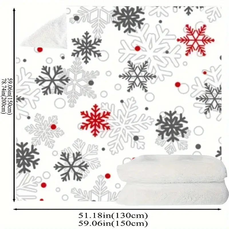 Ultra-Soft Flannel Christmas Throw Blanket - Snowflake Design, Perfect for Sofa,Bed,Office&Camping All-Season Cozy Plush Warmth NNOS