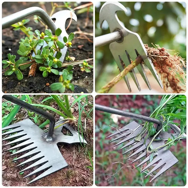 🌿 2-in-1 Garden Weeder & Rake – Crescent Hoe with 4/5/6/11 Teeth | Summer Gardening Essential NNOS