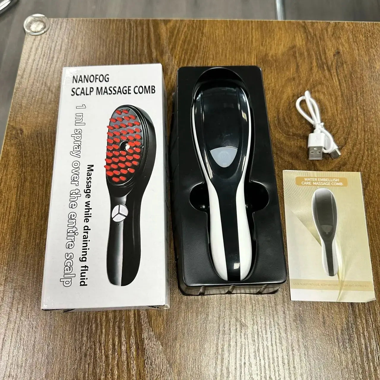 Electric Spray Massage Comb for Hair Growth Vibration Head Brush LED Anti-Hair Loss Scalp Liquid Medicine Atomizing Comb for Short, Eye-Catching Advertising NNOS