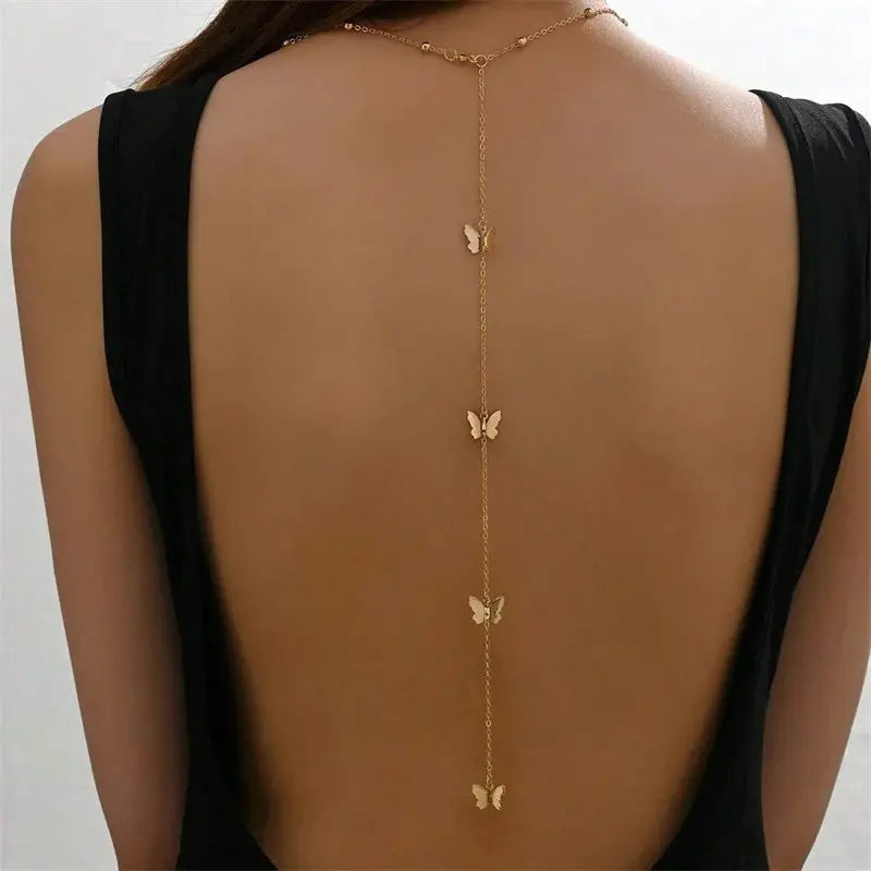 New Butterfly Back Drop Chain Necklace For Women Elegant Long Backless Tassel Necklace Wedding Beach Party Vacation Jewelry product image