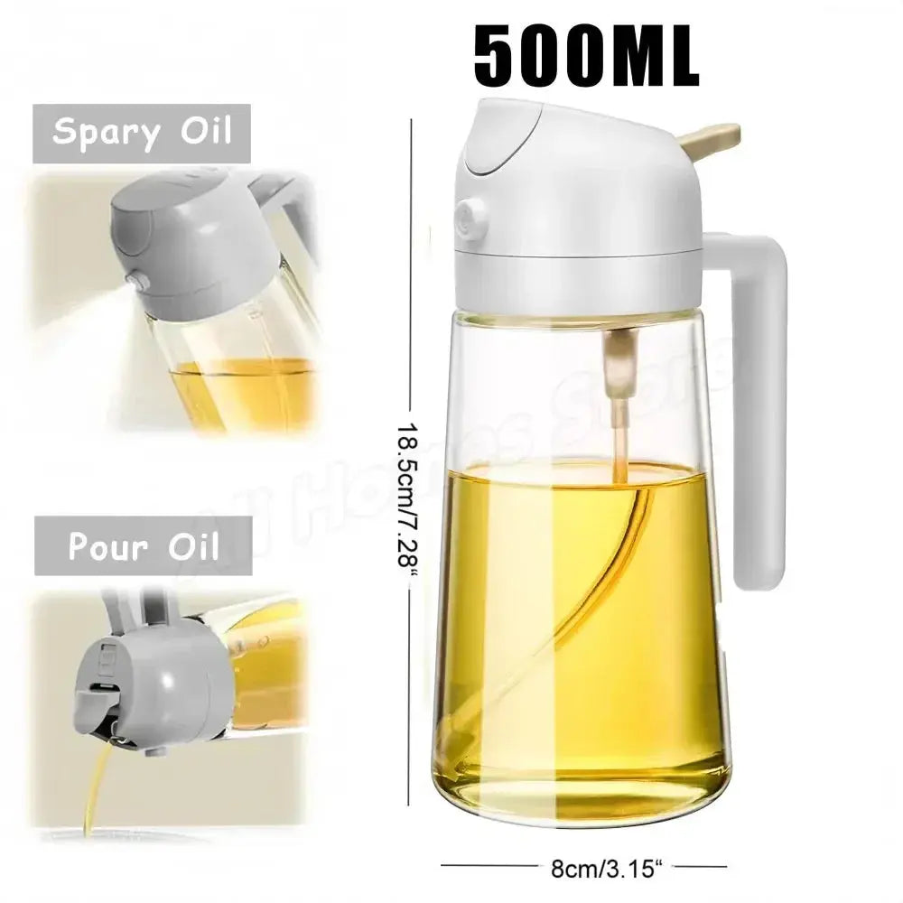 1-2PCS 2in1 Olive Oil Dispenser Bottle 500ml Plastic Oil Sprayer Cooking Oil Spray Tank BBQ Baking Picnic Kitchen Tools for Home NNOS