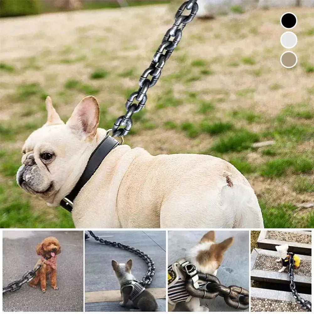 "Unbreakable Iron Chain Leash: Because Your Dog Deserves to Be a Tiny Tank!"