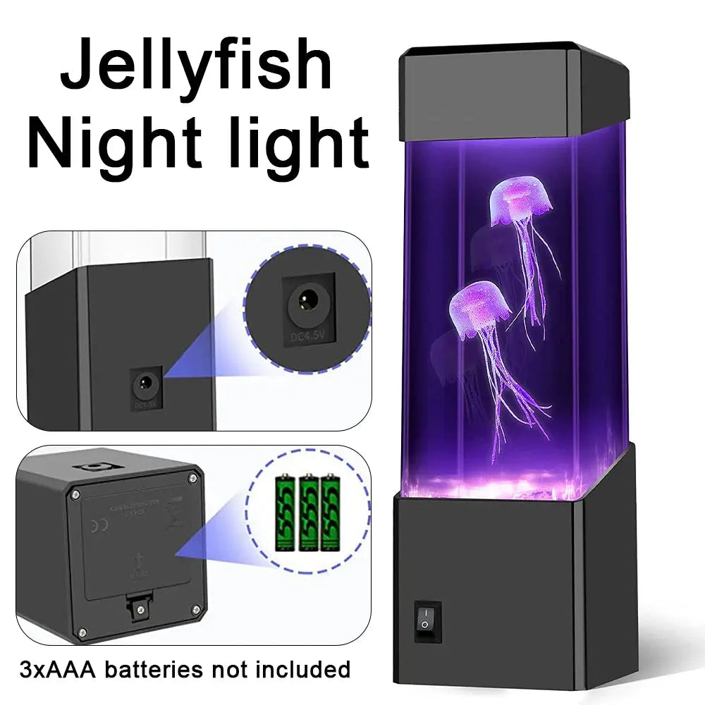 LED Jellyfish Tank Night Light Color Changing Table Lamp Aquarium Electric Mood Lava Lamp Ideal Children's Gift Home Room Decor product image