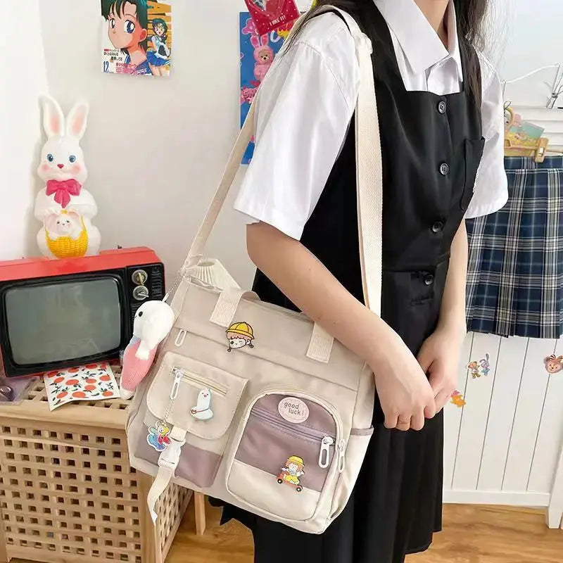 Waterproof Nylon Canvas Shoulder Bag – Stylish Japanese-Inspired Crossbody Satchel for Women, Girls & Students NNOS