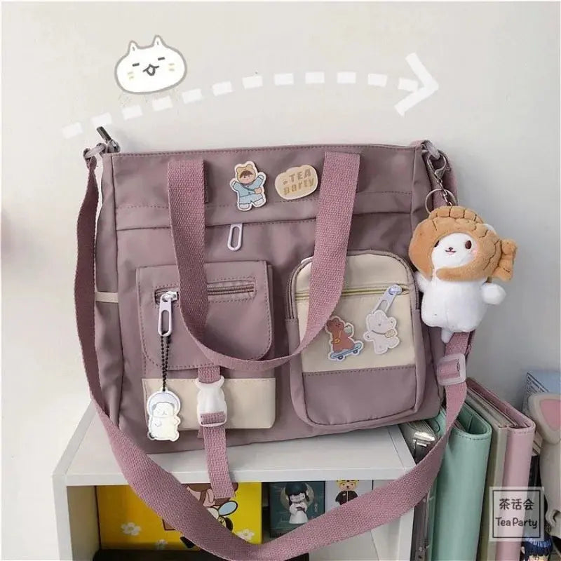 Waterproof Nylon Canvas Shoulder Bag – Stylish Japanese-Inspired Crossbody Satchel for Women, Girls & Students NNOS
