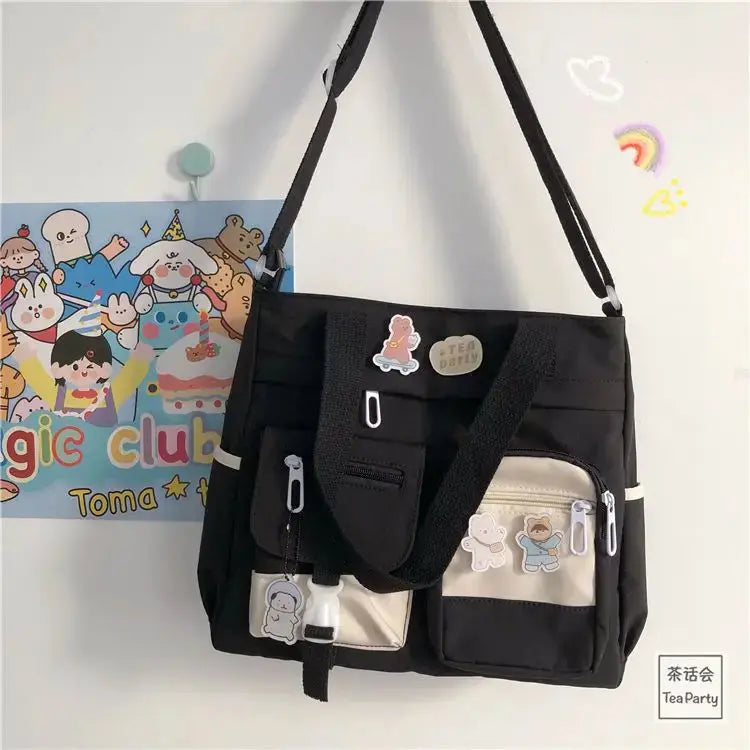 Waterproof Nylon Canvas Shoulder Bag – Stylish Japanese-Inspired Crossbody Satchel for Women, Girls & Students NNOS