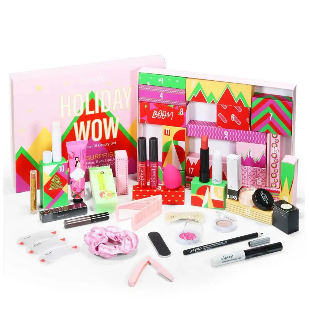 24 Days Beauty Advent Calendar Makeup Set 24pcs Christmas Countdown Calendar Make up Calendar Lipstick Eye Shadow Cosmetic NNOS